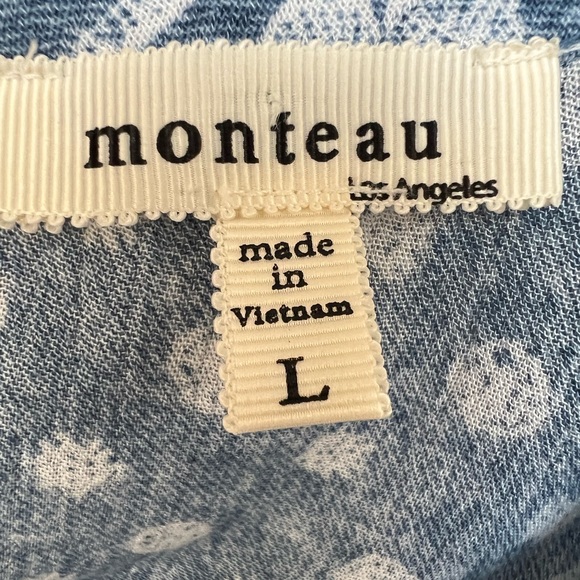 Monteau Denim Blue Floral Kerchief Tank Top (Large) - Picture 6 of 7